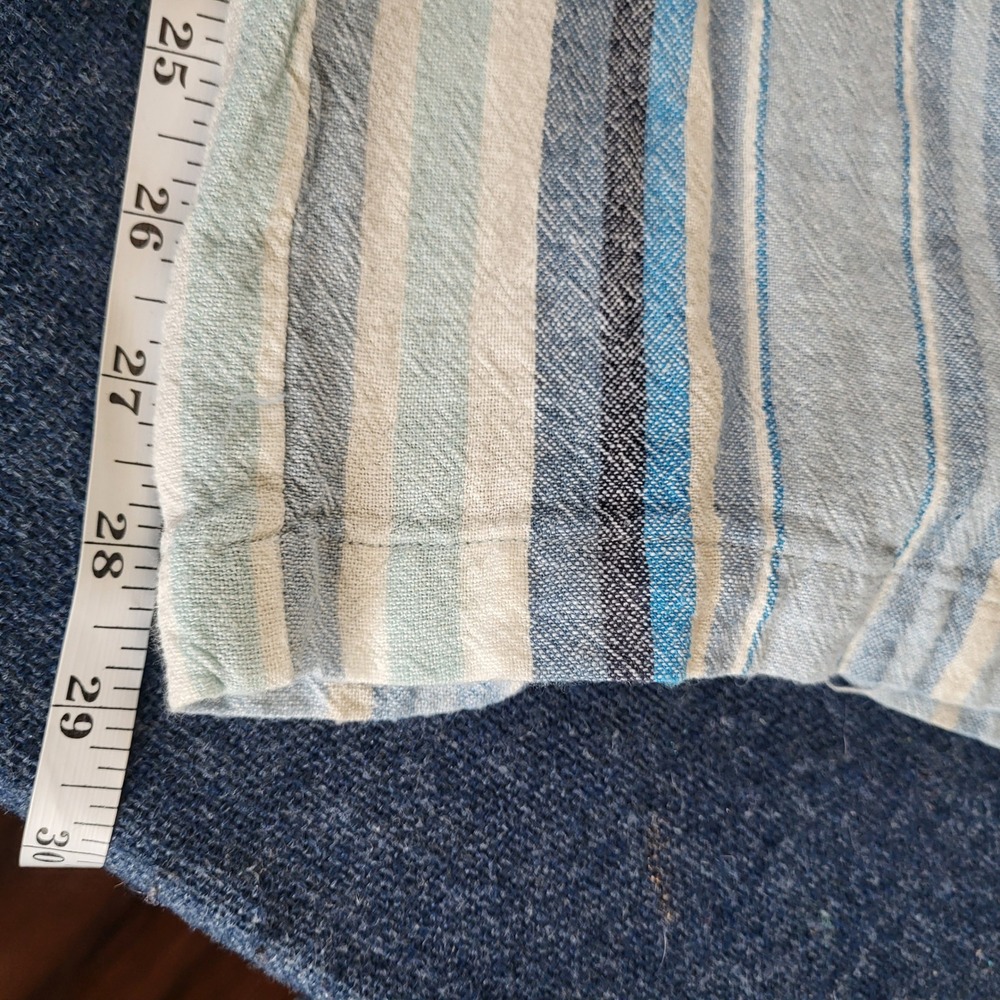 Vanilla Star Blue Striped Linen Blend Wide Leg Pants Large Comfort Casual - Picture 8 of 8
